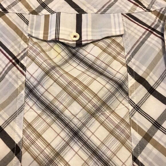 Marc Ecko of New York brown plaid button front short sleeve shirt XXL - Picture 3 of 5